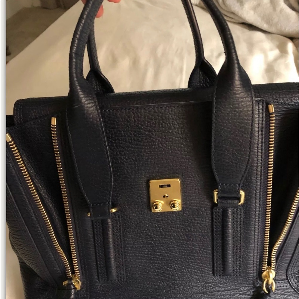 3.1 Phillip Lim Pashli Navy Blue Textured Bag